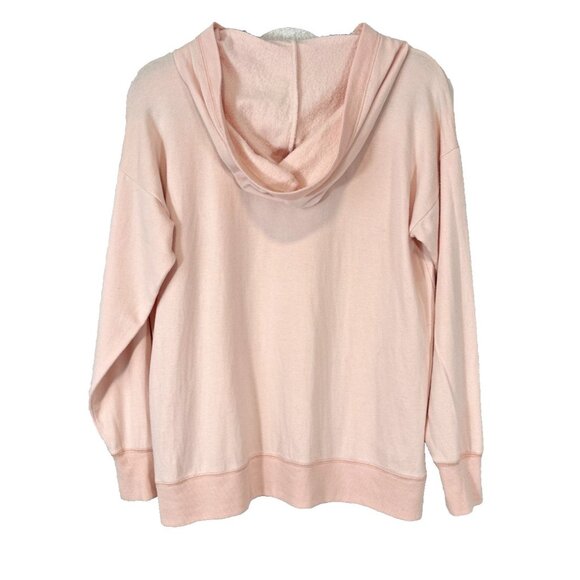 Eileen Fisher Pink Tencel Organic Cotton Boxy Hoodie Pullover Size XS Cozy Top - Picture 3 of 8